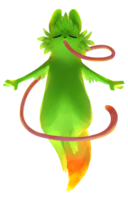 Illustration of the slugcat Saint levitating.