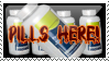 Stamp that says Pills Here