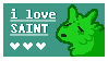 Pink stamp of a slugcat, with text that says "I Love Saint"