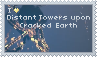 Stamp that says I Heart Distant Towers upon Cracked Earth