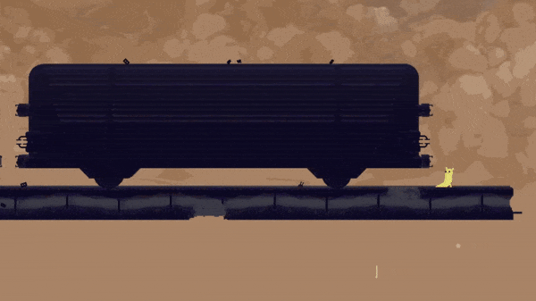GIF of a slugcat walking to the left, then falling through the floor.