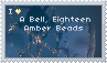 Stamp that says I Heart A Bell, Eighteen Amber Beads